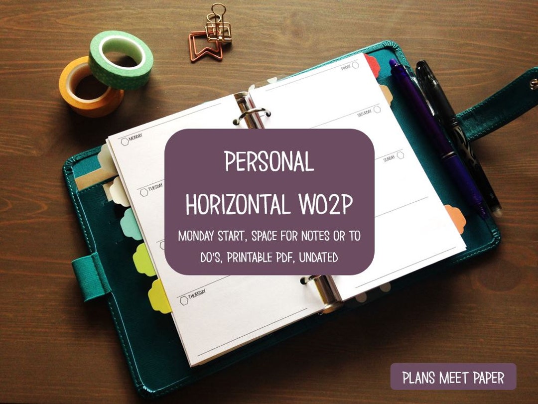 PRINTABLE Personal Horizontal Weekly Insert Week on 2 Pages Monday ...