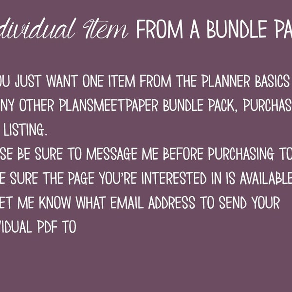 Individual Item from a PlansMeetPaper Bundle Pack | PRINTABLE PDF