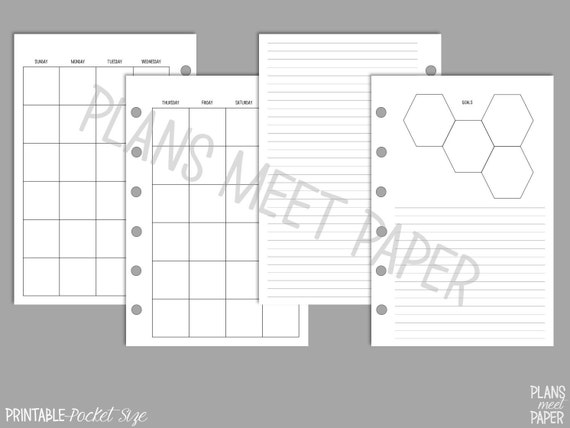 PRINTABLE Pocket Size Month on Two Pages Insert Undated | Etsy