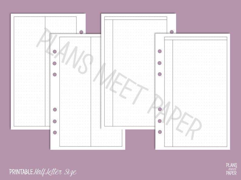 PRINTABLE Half Letter Size Dot Grid Planner Insert Pack | Clean ...
