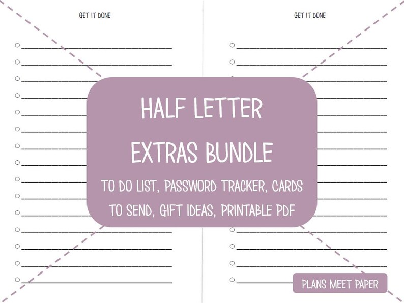 PRINTABLE Half Letter Extras Bundle, to Do List, Password Tracker ...