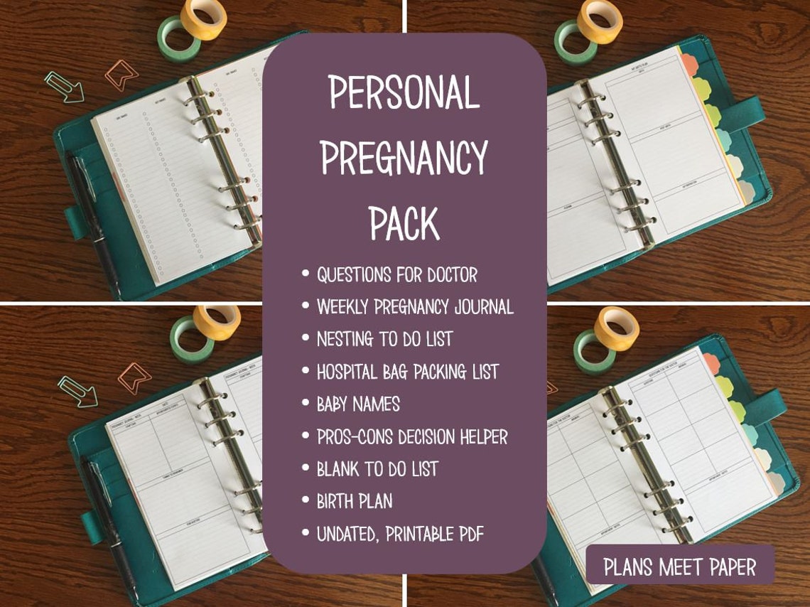 PRINTABLE Personal Pregnancy Journal and Planner Bundle Etsy