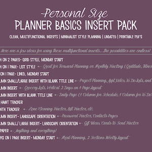 PRINTABLE Personal Size Planner Basics Insert Pack Clean - Etsy