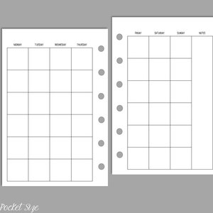 PRINTABLE Pocket Size Month on Two Pages Insert, Undated, Includes ...