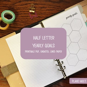 PRINTABLE Half Letter Yearly Goals Insert