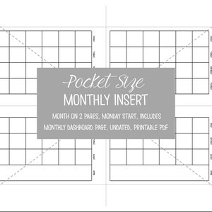 PRINTABLE Pocket Size Month on Two Pages Insert, Undated, Includes ...