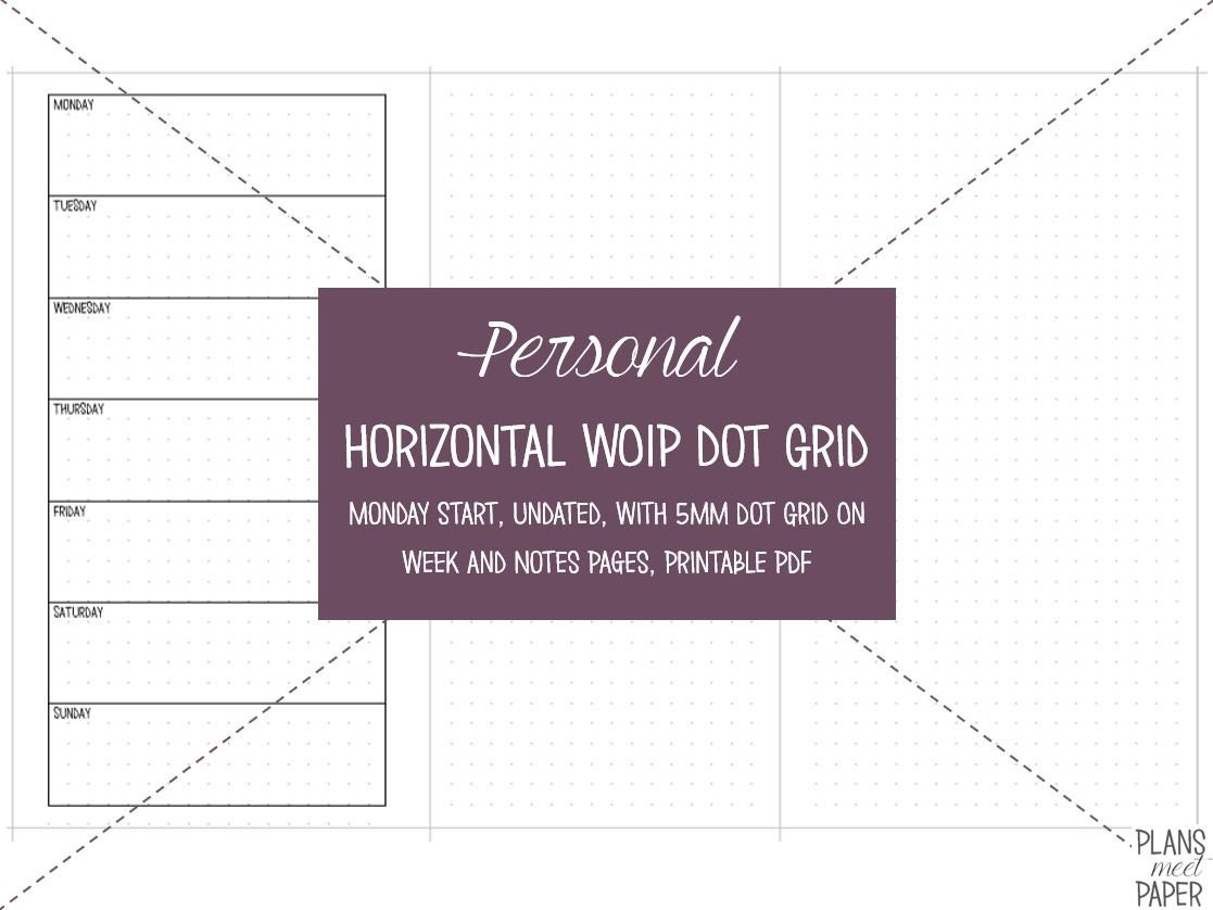 PRINTABLE Personal Weekly Planner Insert, Horizontal Week on 1 Page ...