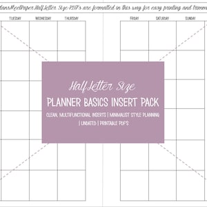 PRINTABLE Half Letter Size Planner Basics Insert Pack Clean ...