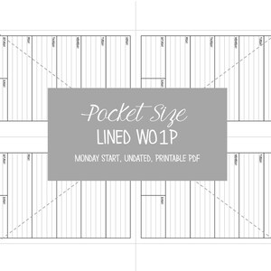 PRINTABLE Pocket Size Week on One Page Insert, Lined, Undated, Monday ...