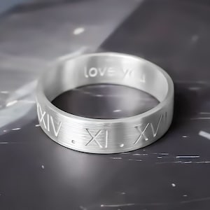 Custom Roman Numeral Rings, Personalized Ring For Men, Wedding Bands, Unique Engagement Ring, Men's Sterling Silver Rings, Gifts For Husband
