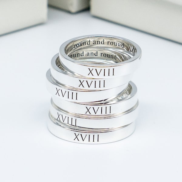 Custom Silver 3mm Best Friend Rings for 2 3 4 5 6, Engraved Name Ring, BFF Rings, Letter Ring, Friendship Rings, Best Friend Gift