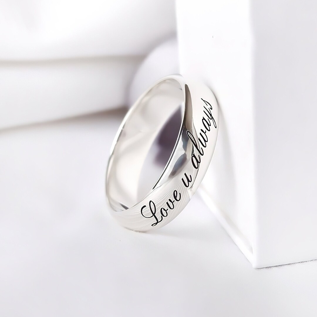 Personalized 6mm Sterling Silver Ring Engraved Letter Ring Etsy