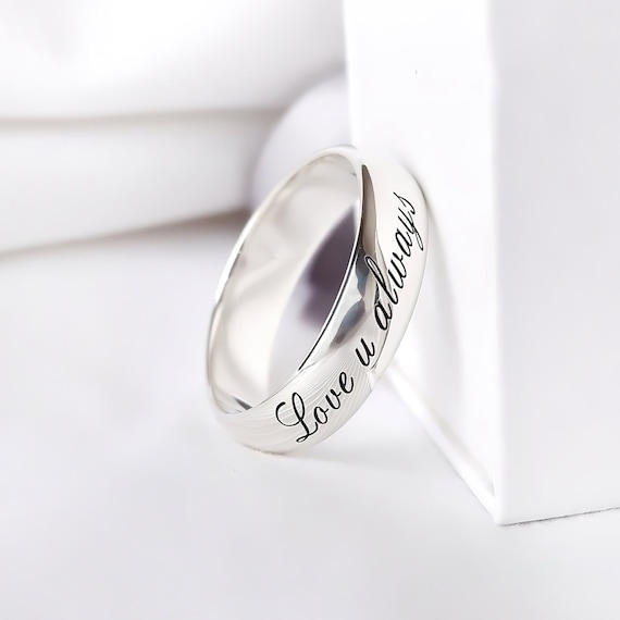 Silver ring name engraved deals