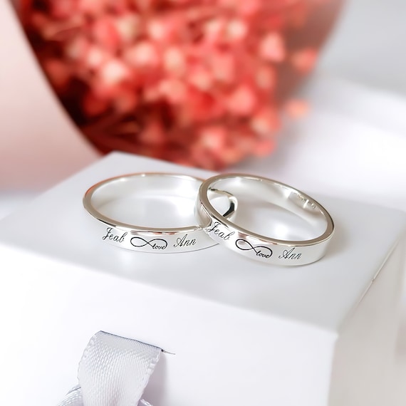 Personalized 3mm Letter Ring Sterling Silver Laser Engraved Ring