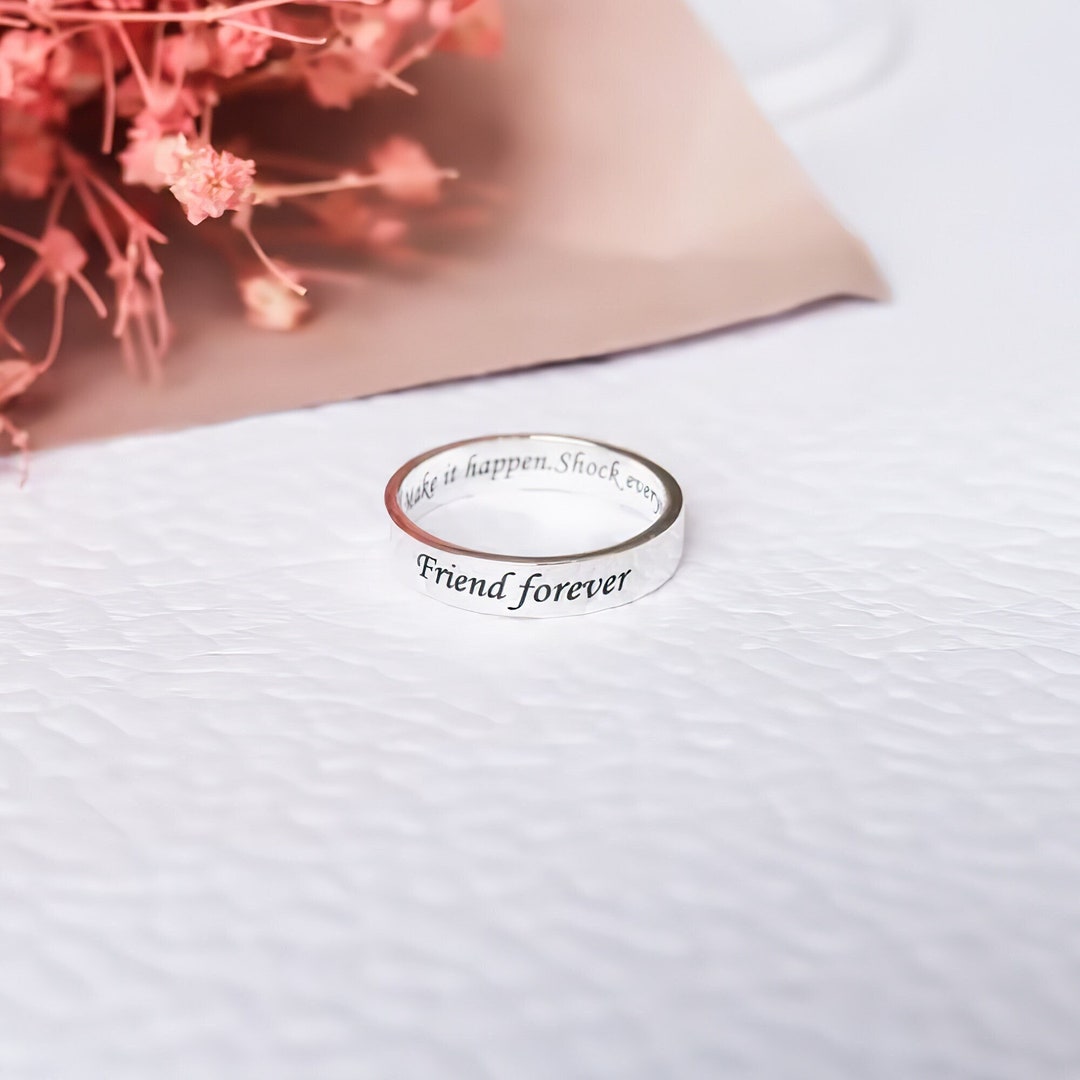 Best Friend Ring 4mm Sterling Silver, Custom Engraved Friendship Ring — free download