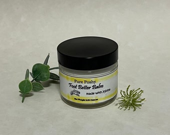 Foot Balm with Jojoba Oil,  Natural Organic, Vegan 2 Fluid Ozs, Handmade Cruelty Free, Great Spa Gift for Everyone