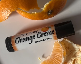 Beeswax Lip Balm, Orange Crème Natural Vegan Chapstick, Hydrates Dry Lips Restores Retains Moistures, Handmade With Jojoba Oil