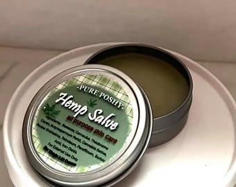 Hemp Salve is Great For Hands, Elbows and Knees.  Natural Vegan comes in Round 2.00  Oz. Metal Tin, Wonderful Gift for Everyone…