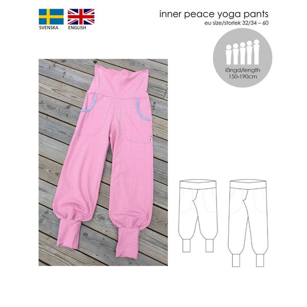 PDF pattern. Inner Peace Yoga Pants 32/34 - 60