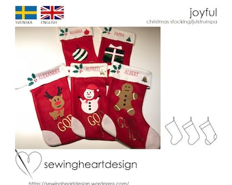 PDF pattern. Joyful Christmas Stocking