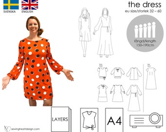 PDF pattern. The Dress Tunic/Dress/Maxi dress. Size 32-60