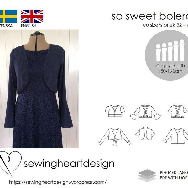 PDF pattern. So Sweet Bolero cardigan. Size 32-60