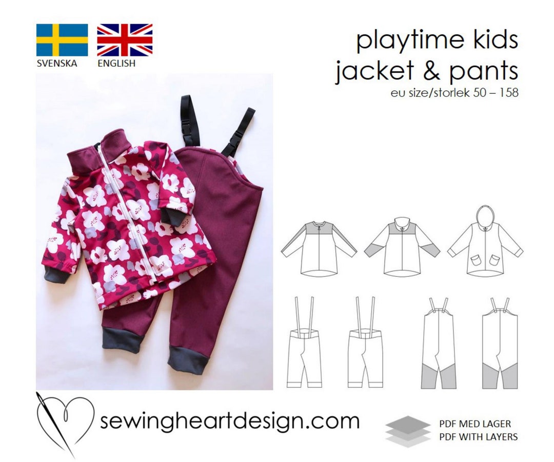Pattern Playtime PDF Pattern. Playtime Kids Jacket and Pants. Size 50-158 - Etsy