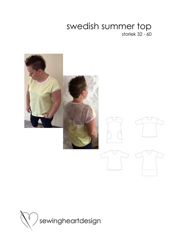 Pdf Pattern Swedish Summer Top Size 32 60 Etsy