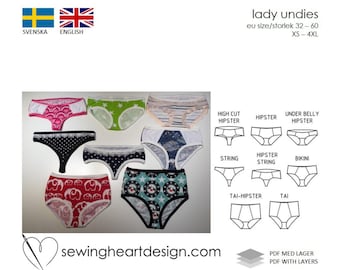 PDF pattern. Lady Undies. Size 32-34 - 60. 8 different modells!