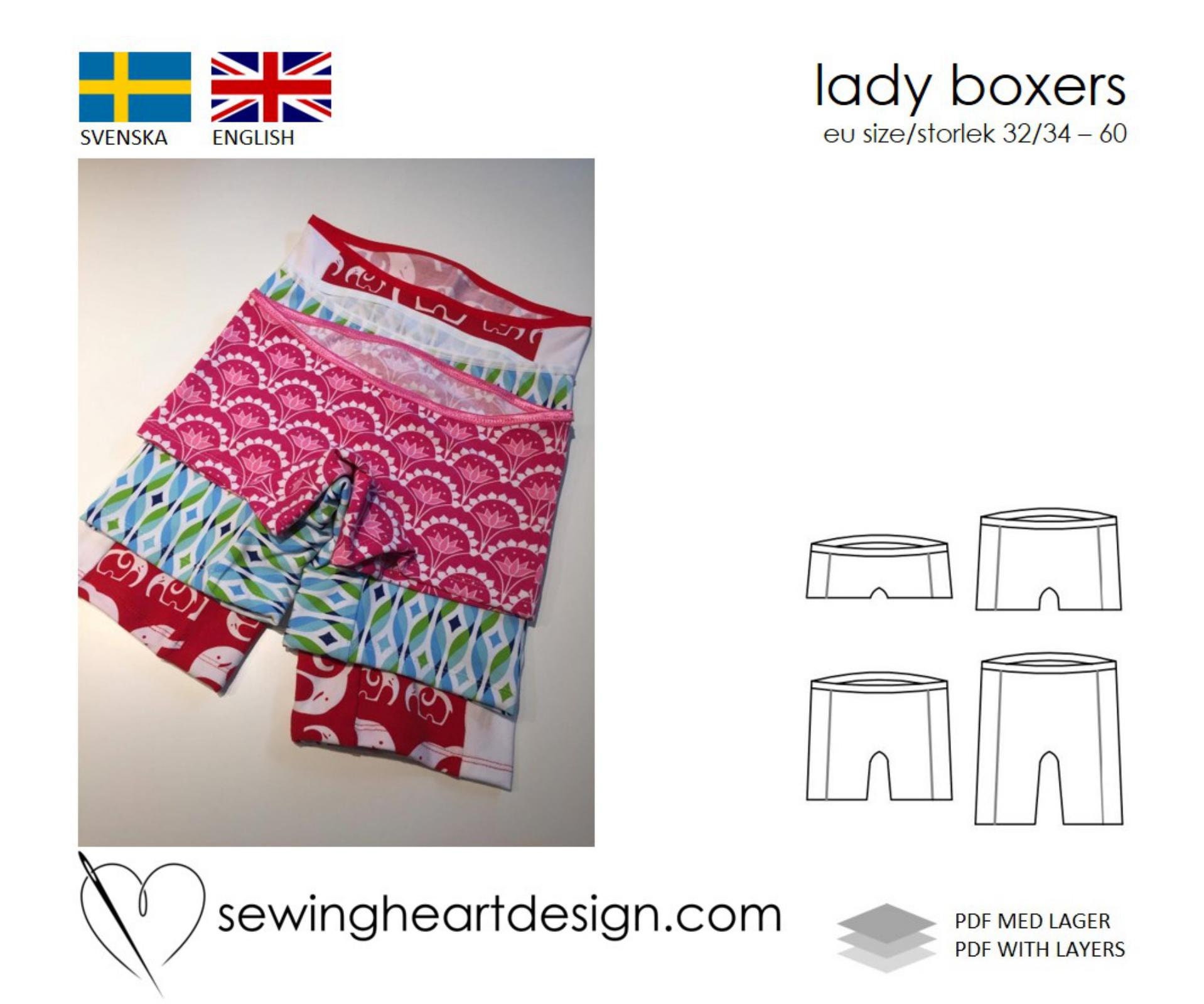 PDF Pattern. Lady Boxers Lingerie. Size 32-34 60 XS 4XL 