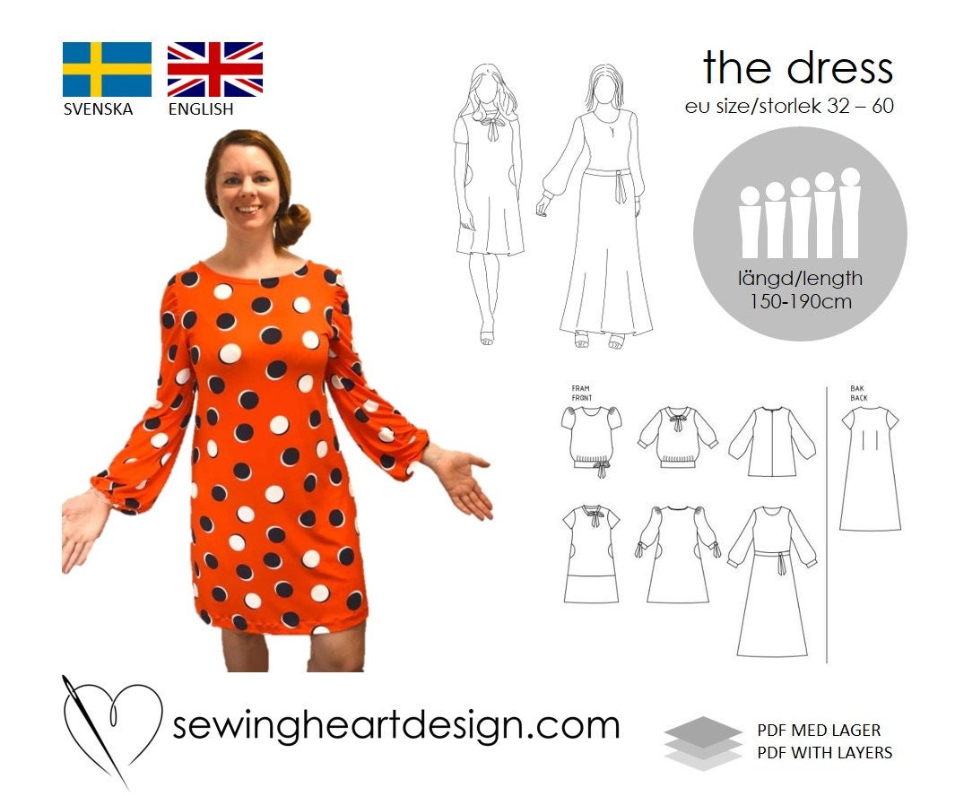 PDF pattern. The Dress Tunic/Dress/Maxi dress. Size 32-60