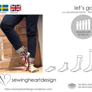 PDF pattern. Let&#39;s Go! socks. Size 22/24 - 49/51