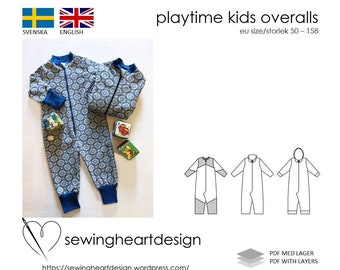 PDF pattern. Playtime Kids Overall. Size 50-158