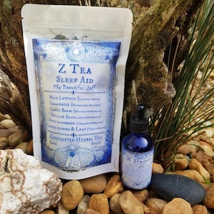 Handcrafted Herbal Sleep Tea & Extract Drops: Wild Lettuce, Chamomile