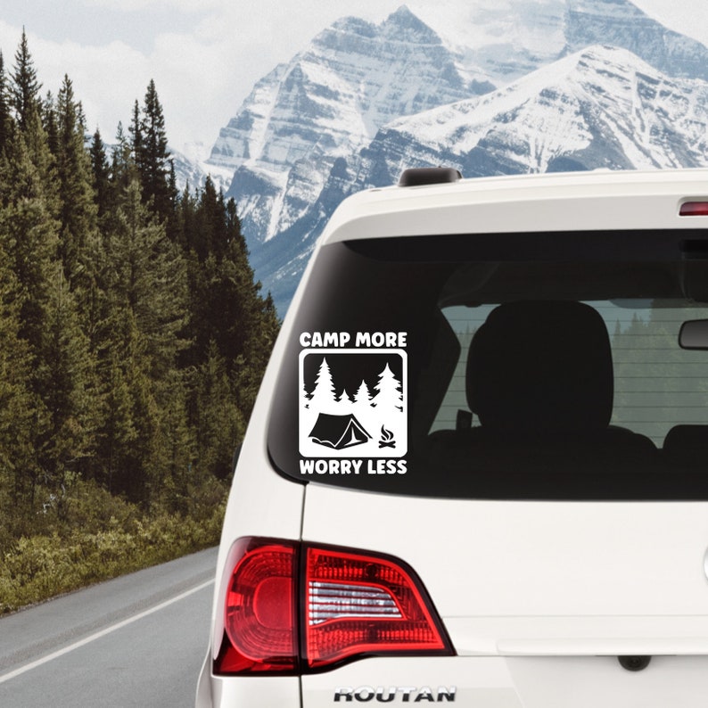 Camp More Worry Less Vinyl Decal | Car Decal | Permanent Sticker ...