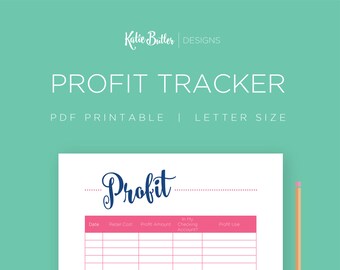 Small Business Profit Tracker – Editable Profit Planner, Direct Sales Planner Printable, Money Log, 1 Page // Direct Sales PDF Printables