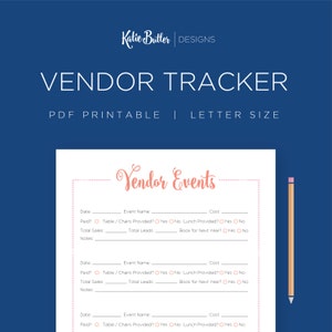 Vendor Events Tracker – Editable Craft Show Planner, Direct Sales Planner Printable, Booth Tracker, 1 Page // Direct Sales PDF Printables