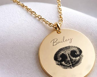 Collar con huella de nariz de perro, collar personalizado con huella de nariz de perro, collar con la nariz de la mascota, joyería conmemorativa para perros, recuerdo personalizado para perros
