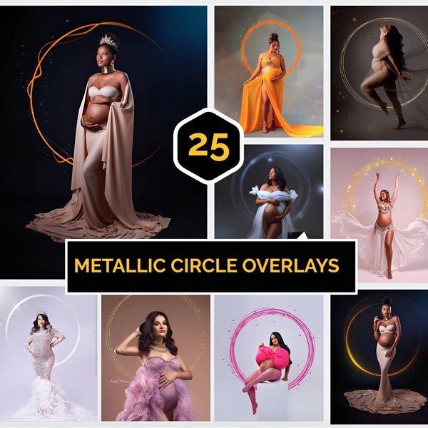 Maternity Ring Backdrops, Portrait Ring Overlays, Gold Ring Overlays, Silver Ring Overlay, Metallic Circle Overlays for Photoshop