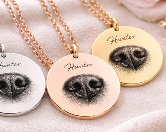 Collar con huella de nariz de perro, collar personalizado con huella de nariz, joyería con forma de nariz de perro, collar conmemorativo para mascotas, regalo de recuerdo para perros