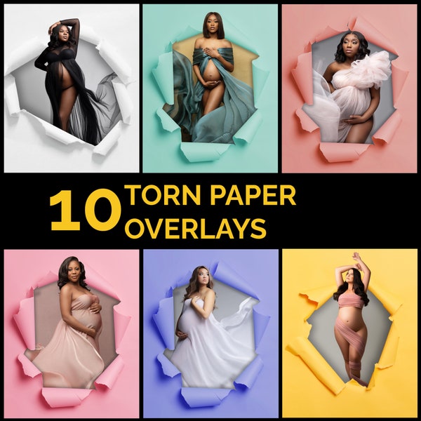 10 Torn Ripped Paper Digital Photography  Wedding or Maternity Backdrop Photoshop Overlay Textures