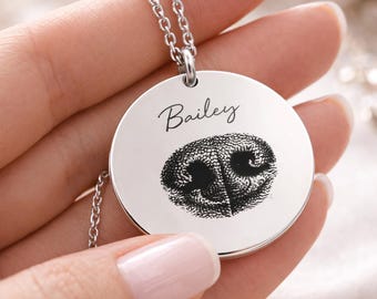 Collar con nariz de perro, collar personalizado con huella de nariz de perro, collar con hocico de perro, collar conmemorativo para mascotas, regalo de joyería para amantes de los perros