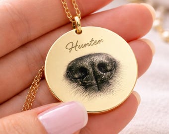 Collar con hocico de perro, collar personalizado con nariz de perro, collar con cara de perro, collar con foto de perro, joyería conmemorativa para mascotas, regalo para amantes de los perros