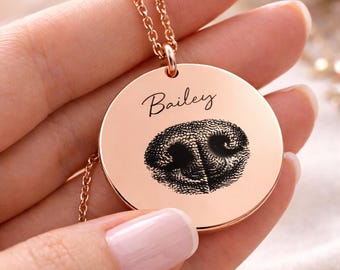 Dog Nose Jewelry, Custom Dog Nose Necklace, Dog Noseprint Necklace, Pet Memorial Necklace, Dog Lover Gift