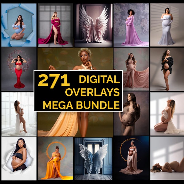 271 Digital Photography Backdrop Overlays Bundle | Fine Art Textures, Window Shadow, Fabric, Ripped Paper, Angel Wings