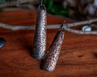 Textured and Antiqued Copper Earring