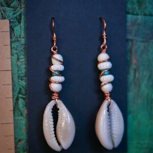 Beaded Cowrie Shell Earring