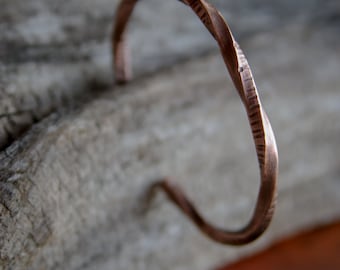 Textured, Twisted, and Antiqued Copper Bracelet (single bracelet)