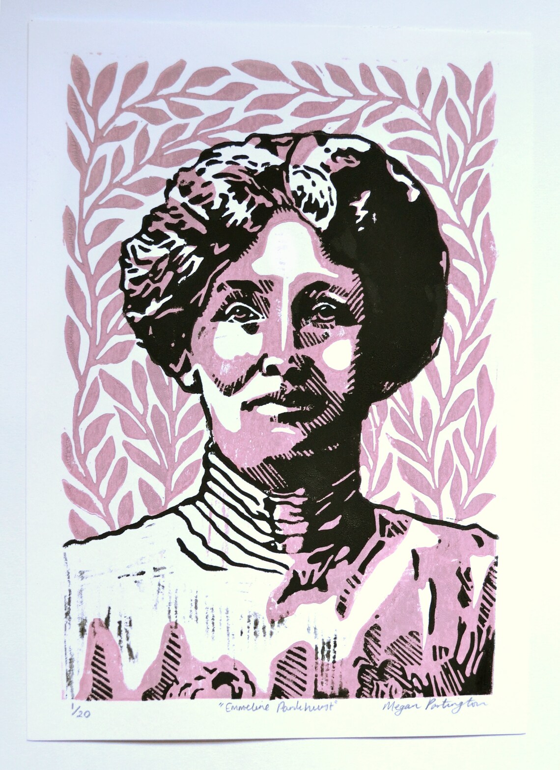 Emmeline Pankhurst Limited edition A4 2 colour lino print | Etsy