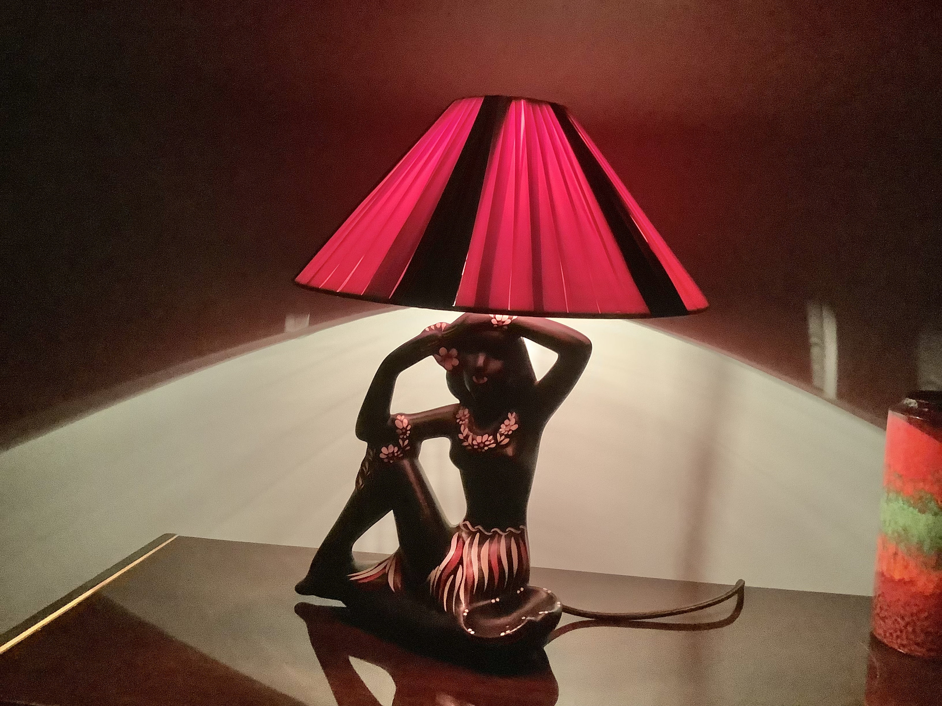 BARSONY Australian Pottery Vintage Retro 1950s HAWAIIAN LADY Lamp With Original Shade Excellent